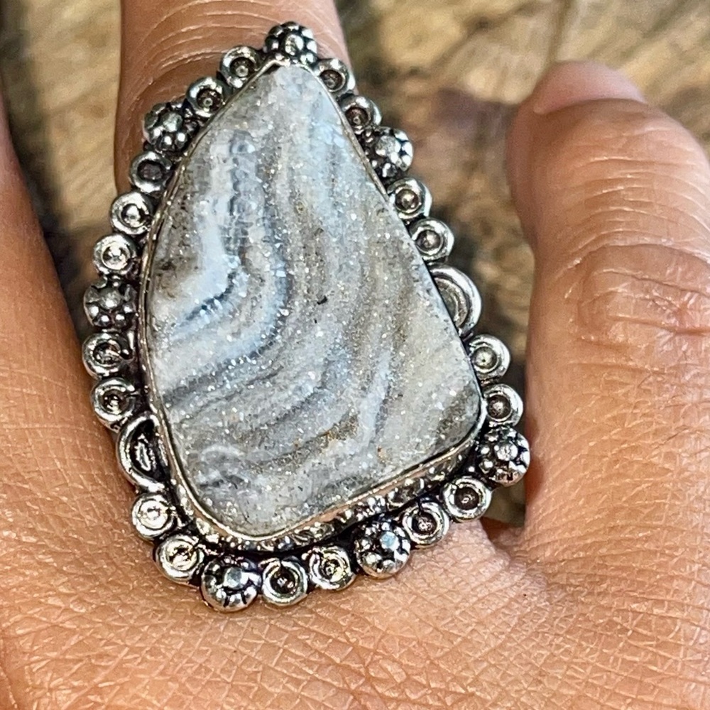 Dessert Gray Drusy Ring Size 7